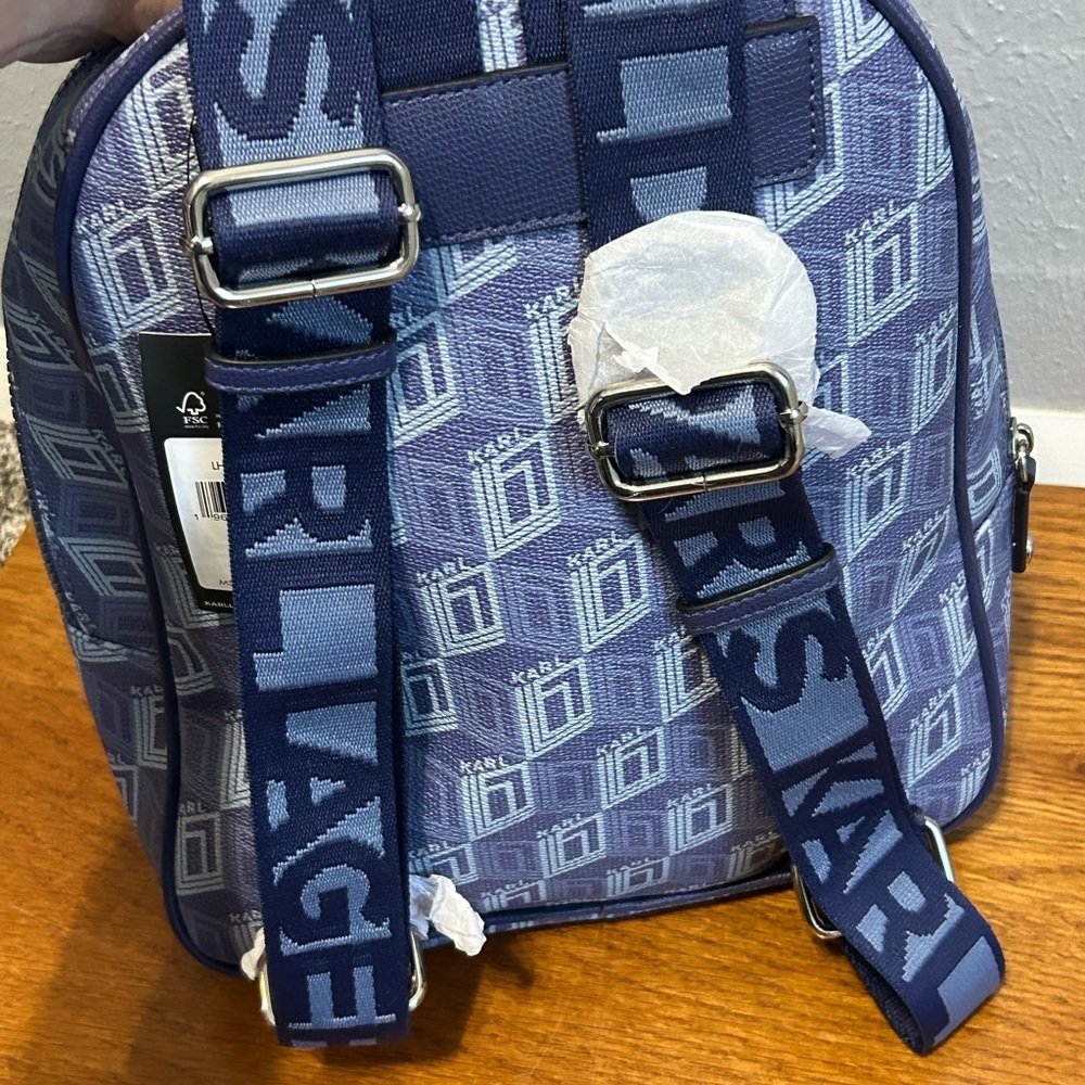 NWT KARL LAGERFELD Paris Backpack Indigo One Size - Picture 14 of 15